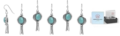 American West Turquoise Squash Blossom Earrings in Sterling Silver